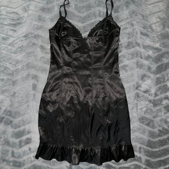 Guess Designer Night Out Cocktail Shiny Slip Dress Silky Black Looks New - Picture 6 of 10